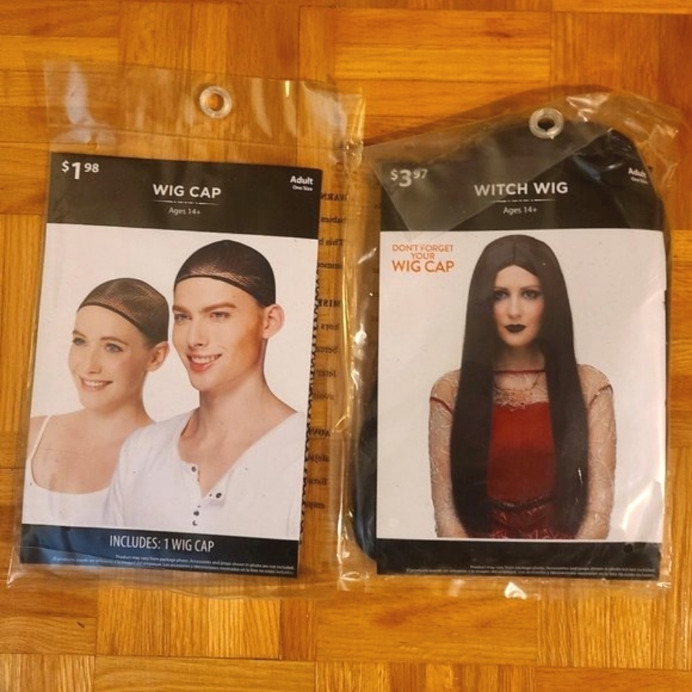 *4 for $20*  Brand New Witch Wig with Wig Cap - Long Black Hair